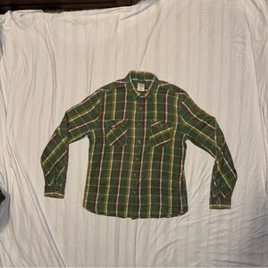 Vintage Levi’s Green Plaid Flannel Men's Shirt Size Large